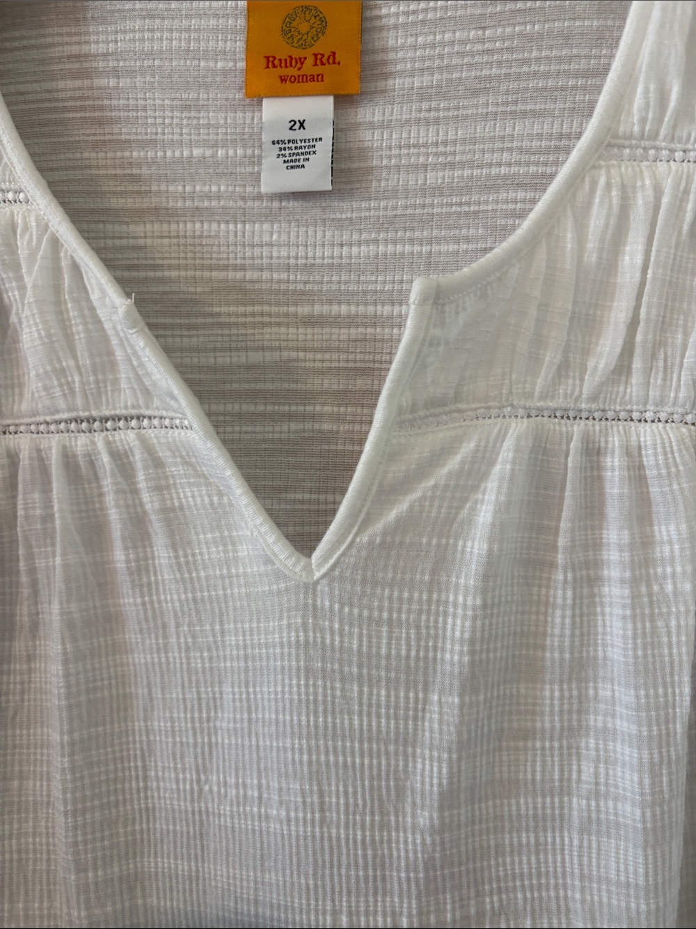 Ruby Rd. White Gauze V-Neck Tiered Bell Sleeve Tunic - Picture 4 of 7